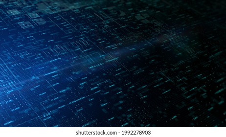 Digital cyberspace futuristic, Digital data matrix flowing and lighting, High speed internet connection data analysis process motion abstract background. 3d rendering
