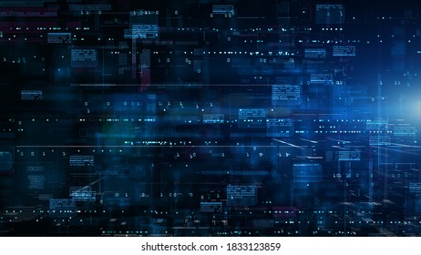 Digital Cyberspace With Particles And Digital Data Network Connections. High Speed Connection And Data Analysis Technology Digital Background Concept.