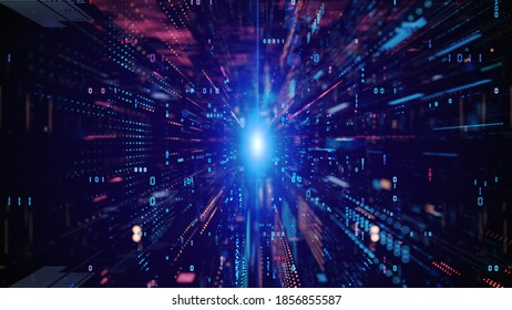 Digital Cyberspace with Particles and Digital Data Network Connections. High Speed Connection and Data Analysis Technology Digital Abstract Background Concept.