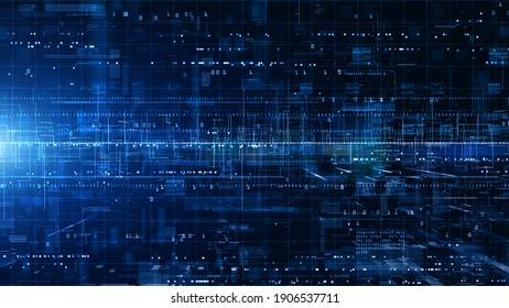 Digital Cyberspace With Particles And Digital Data Network Connections. High Speed Connection And Data Analysis Technology Digital Abstract Background Concept. 3d Rendering