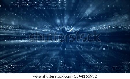 Digital cyberspace with particles and Digital data network connections concept.