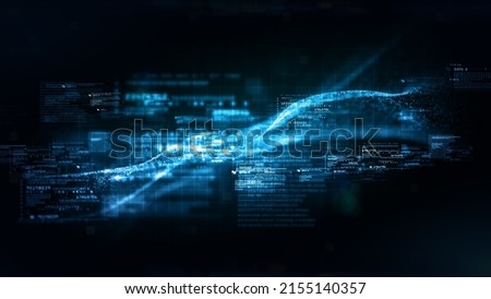 Digital Cyberspace with Particles and Digital Data Network Connections. High Speed Connection and Big Data Analysis, Technology Digital Matrix Abstract Background Concept. 3d rendering.