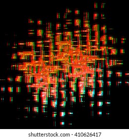 digital darkness background (white and blue). 3D illustration. Anaglyph. View with red/cyan glasses to see in 3D.