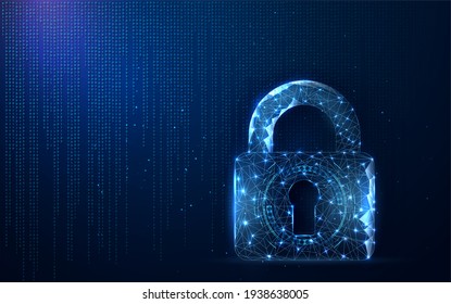 Digital data protect. Concept secure. Lock, Digitally Generated Image, Padlock, Technology. Security Illustrates cyber data or information privacy idea. blue color abstract hi-tech digital background