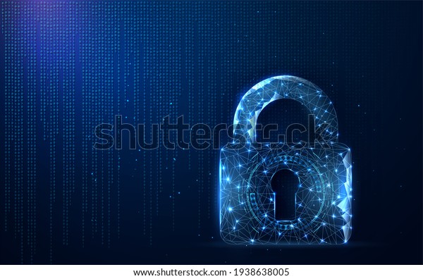 Digital data protect. Concept secure. Lock,\
Digitally Generated Image, Padlock, Technology. Security\
Illustrates cyber data or information privacy idea. blue color\
abstract hi-tech digital\
background