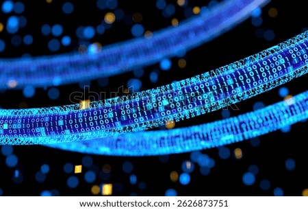 Digital data transfer with cyber security concept. 3D illustration
