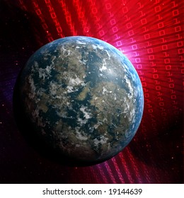 Digital data transfer,with globe world map