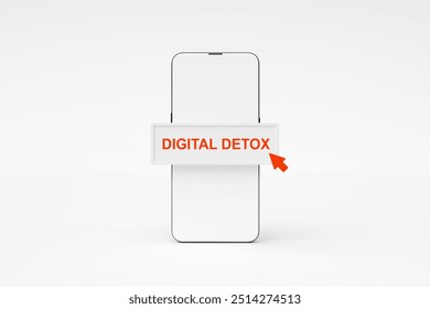 Digital detox concept. Cursor is clicking a digital detox button on a smartphone screen, suggesting a break from technology. 3D render - Powered by Shutterstock