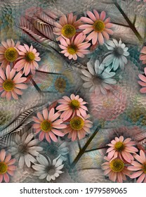 Digital Disign With Sun Flower Seamless Print