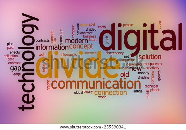 Digital divide word cloud concept with\
abstract\
background