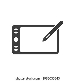 Digital Drawing Board Icon. Graphic Design Tool, Pen Tablet.