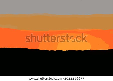 THE DIGITAL DRAWING OF THE SUNSET MODIFIES THE ORIGINATING IDEA