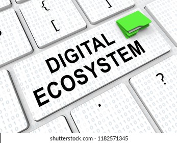 Digital Eco System Data Interaction 3d Rendering Shows Internet Ecosystem Structure And Technology Across The Globe 