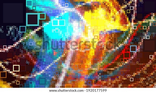 Digital effects. Geometric abstract background. Colorful pattern. Unique texture. Festive decoration. Creative graphic design for poster, brochure, flyer and card. Backdrop for web, fabric and cover.