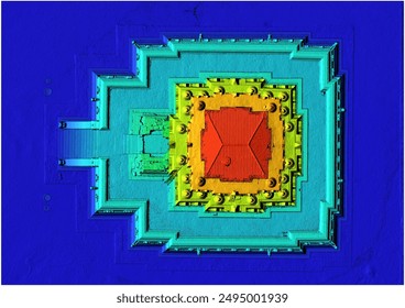 digital elevation model (dem) of an ancient temple. Data sourced from drone aerial photography which was then processed using photogrammetry methods.