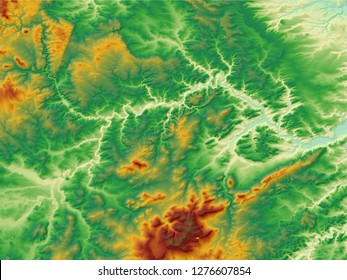 Digital Elevation Model (DEM), Contours White To Brown)