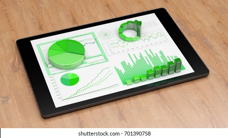 Digital Financial Analysis For Sustainability And Ecology Growth On Tablet (3D Rendering)