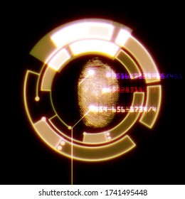 Digital Fingerprint Scanning Identification System, Illustration Abstract