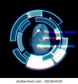 Digital Fingerprint Scanning Identification System, Illustration Abstract