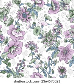 Digital floral allover design pattern seamless textile professional work