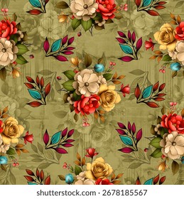 Digital floral allover design pattern seamless textile professional work floral pattern, wall paper design, allure pattern