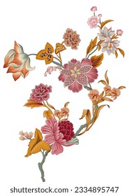 Digital flower and arnament design motif.