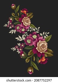 digital flower bunch motif design  illustration for digital print 