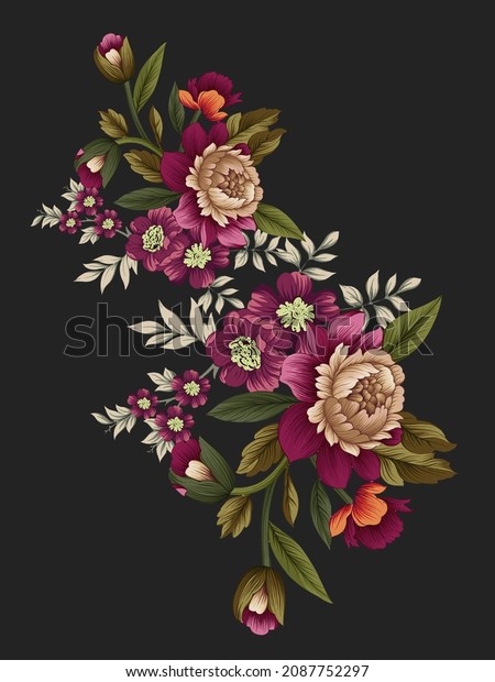 digital flower bunch motif design  illustration for\
digital print 