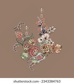 Digital Flowers watercolor illustration