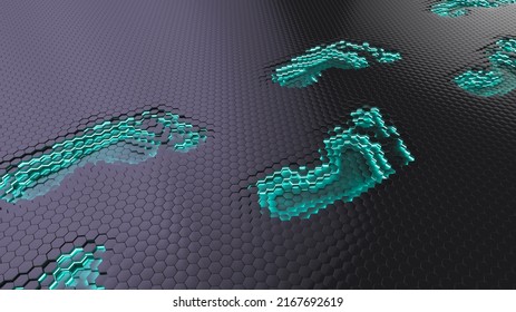 Digital Footprints. Cybersecurity, Privacy And Personal Data Topics. 3d Rendering