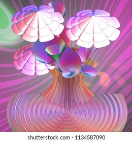  Digital fractal 3D design.Beautiful business card.A bouquet of flowers standing in a vase.The work is done in soft colors. - Powered by Shutterstock