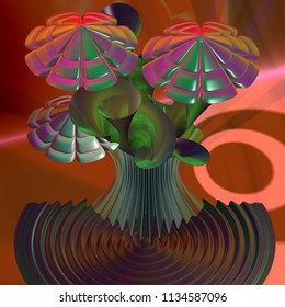  Digital fractal 3D design.Beautiful business card.A bouquet of flowers standing in a vase.The work is done in soft colors. - Powered by Shutterstock