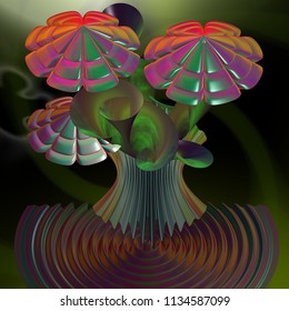  Digital fractal 3D design.Beautiful business card.A bouquet of flowers standing in a vase.The work is done in soft colors. - Powered by Shutterstock