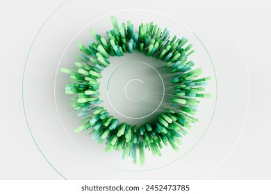 Digital generated image of a circular bar graph against white background