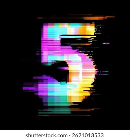 Digital Glitch Pixel Number 5 Overlay - Cyberpunk Text Effect for Futuristic Designs. Perfect for Tech, Gaming and Digital Art Projects.
