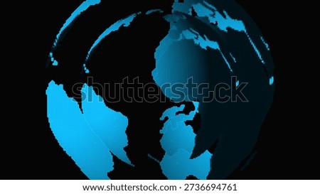 Digital Globe with Pixelated Continents on a Dark animated Background earth world