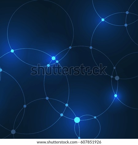 Digital glow effect circle, lines and dots