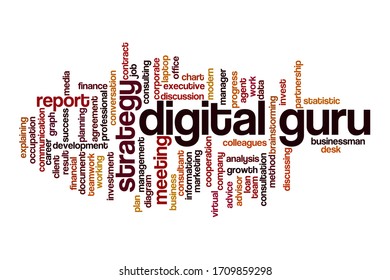 Digital Guru Word Cloud Concept On White Background