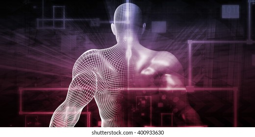 Digital Health System Software and Body Technology as Concept 3D Illustration