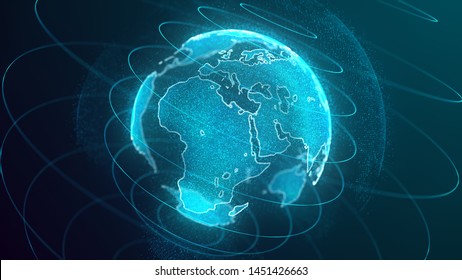 Digital Holographic Earth Globe With Europe And Africa