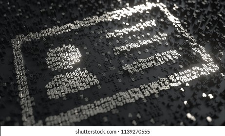 Digital ID Or Profile Icon Made Of Chrome Numbers. Conceptual 3D Rendering