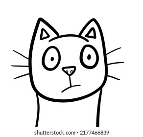 Digital Illustration Of A Adorable Confused Cat Doodle