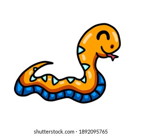Digital illustration of a adorable happy snake