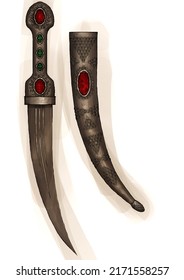 Digital Illustration Of An Ancient Dagger