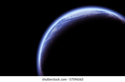 Digital Illustration Of Bright Rim Lit Planet In Space