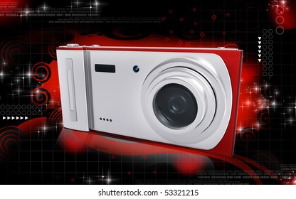 Digital illustration of camera in colour background	