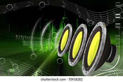 Digital Illustration Of Car Stereo In Colour Background	