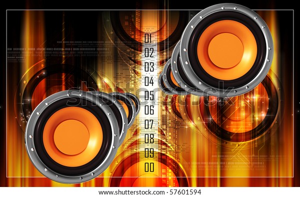 Digital
illustration of car stereo in colour
background	