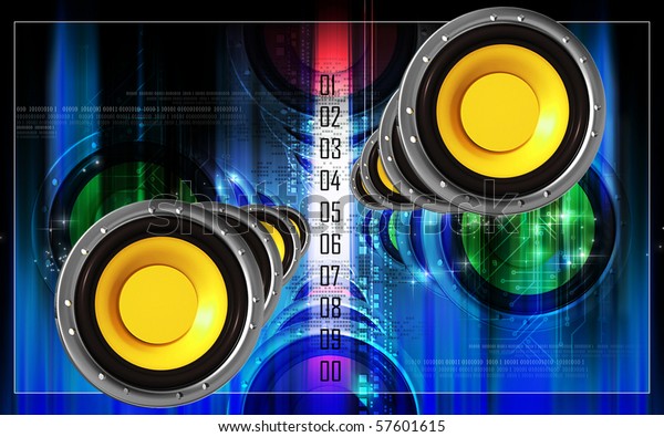 Digital\
illustration of car stereo in colour\
background	