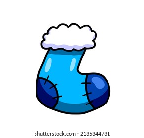 Digital Illustration Of A Cartoon Blue Christmas Stocking